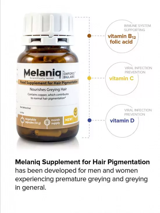 Mолекулярна добавка для відновлення кольору сивого волосся Melaniq® Oxford Biolabs 1 уп — фото №3