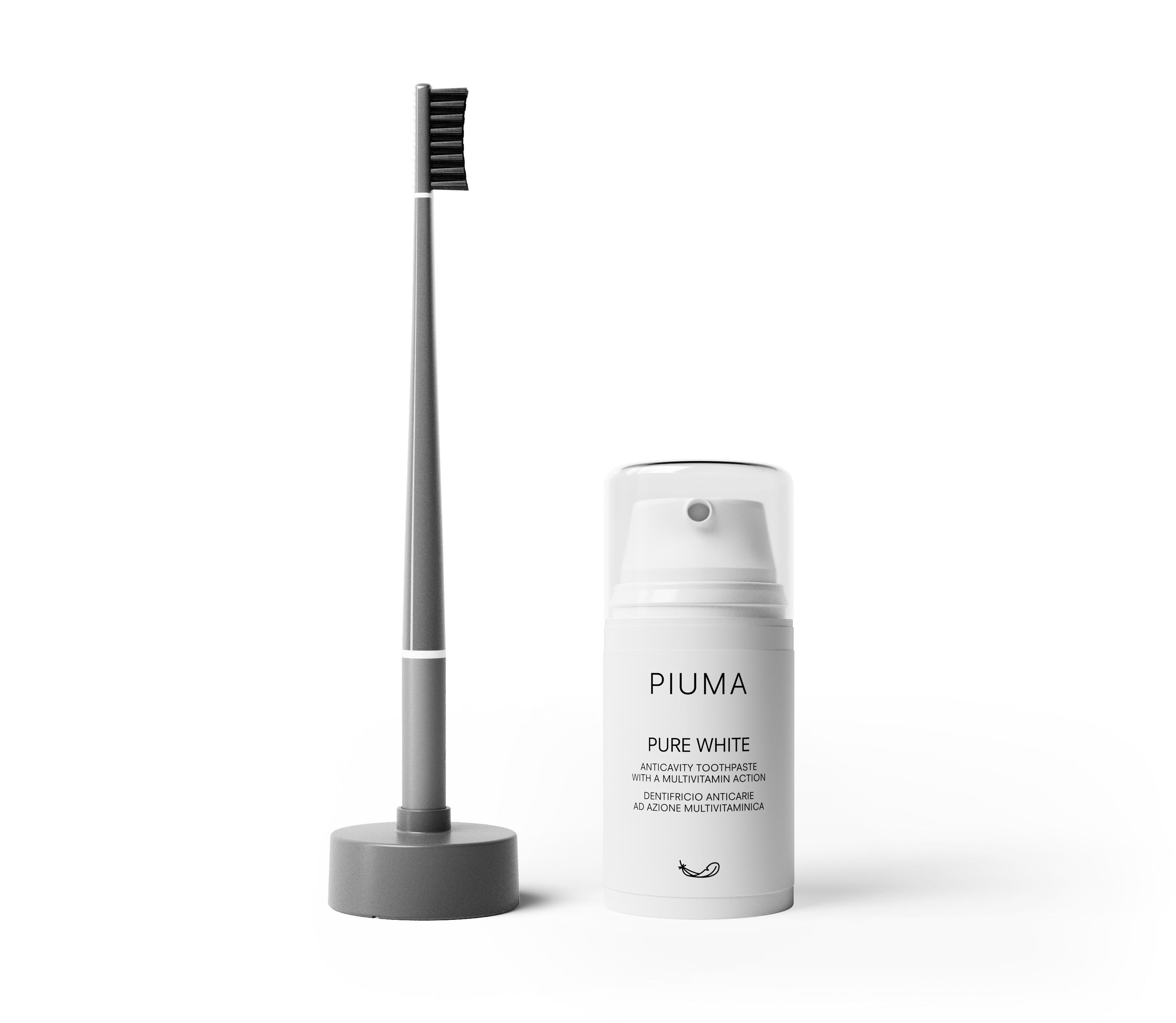 Зубная щетка серая + зубная паста Piuma 1 уп — фото №2