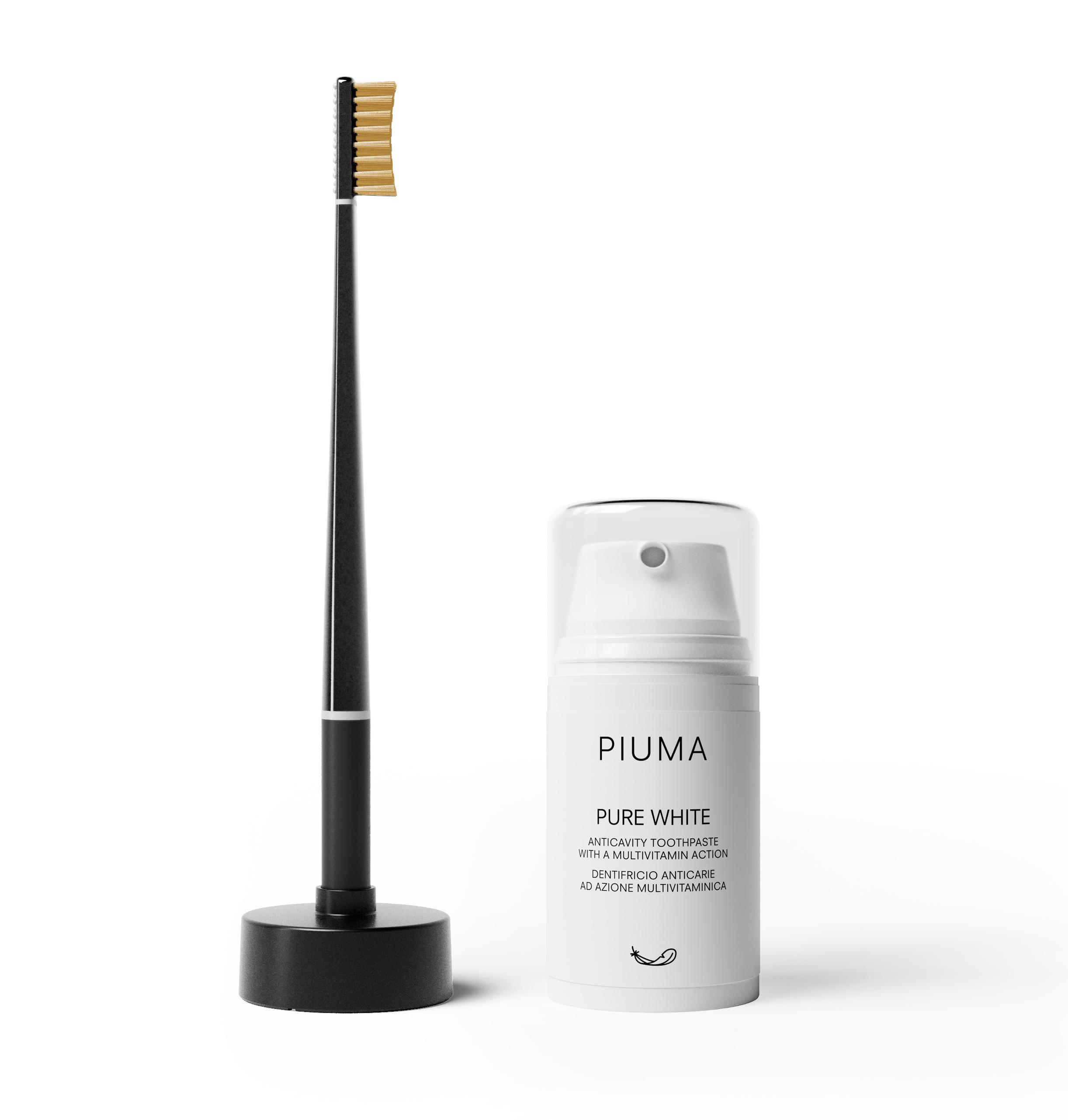 Зубная щетка черная + зубная паста Piuma 1 уп — фото №2