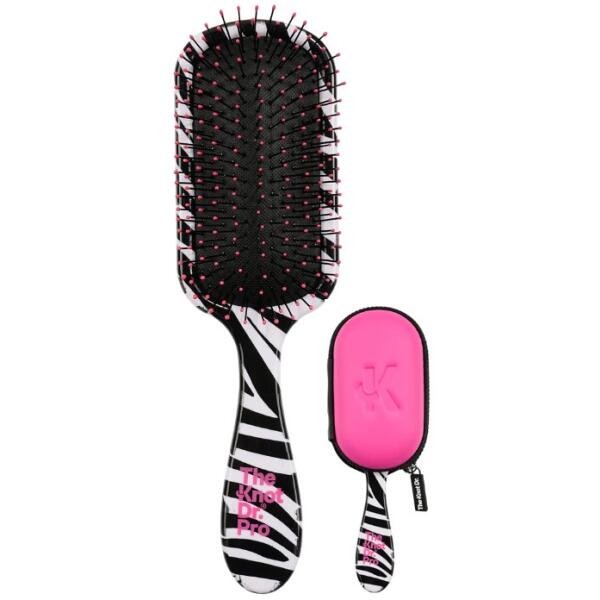 Щітка для волосся PRO Zebra “Зебра” з рожевим чохлом The Knot Dr. 1 шт — фото №1