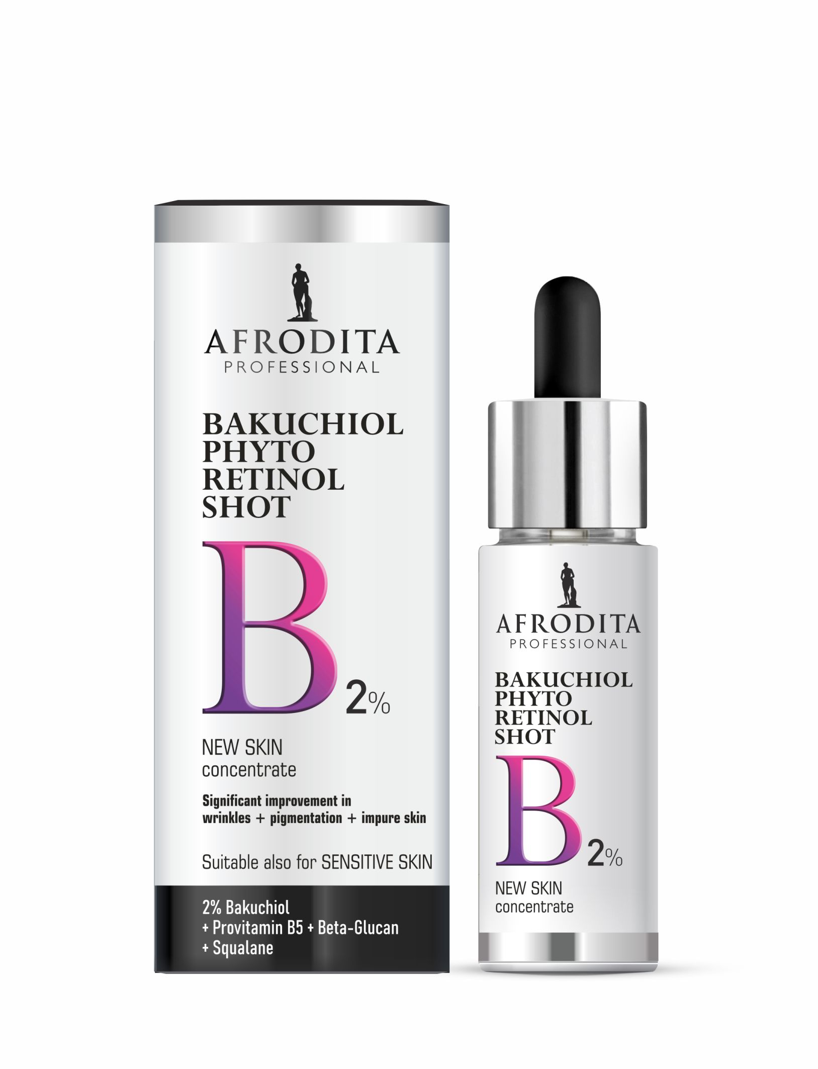 Концентрат для обновлення шкіри  Multiactive Shot Bakuchiol B2% Afrodita 30 мл — фото №1