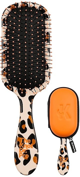 Щетка для волос PRO in Leopard «Леопард» с оранжевым чехлом The Knot Dr. 1 шт — фото №1