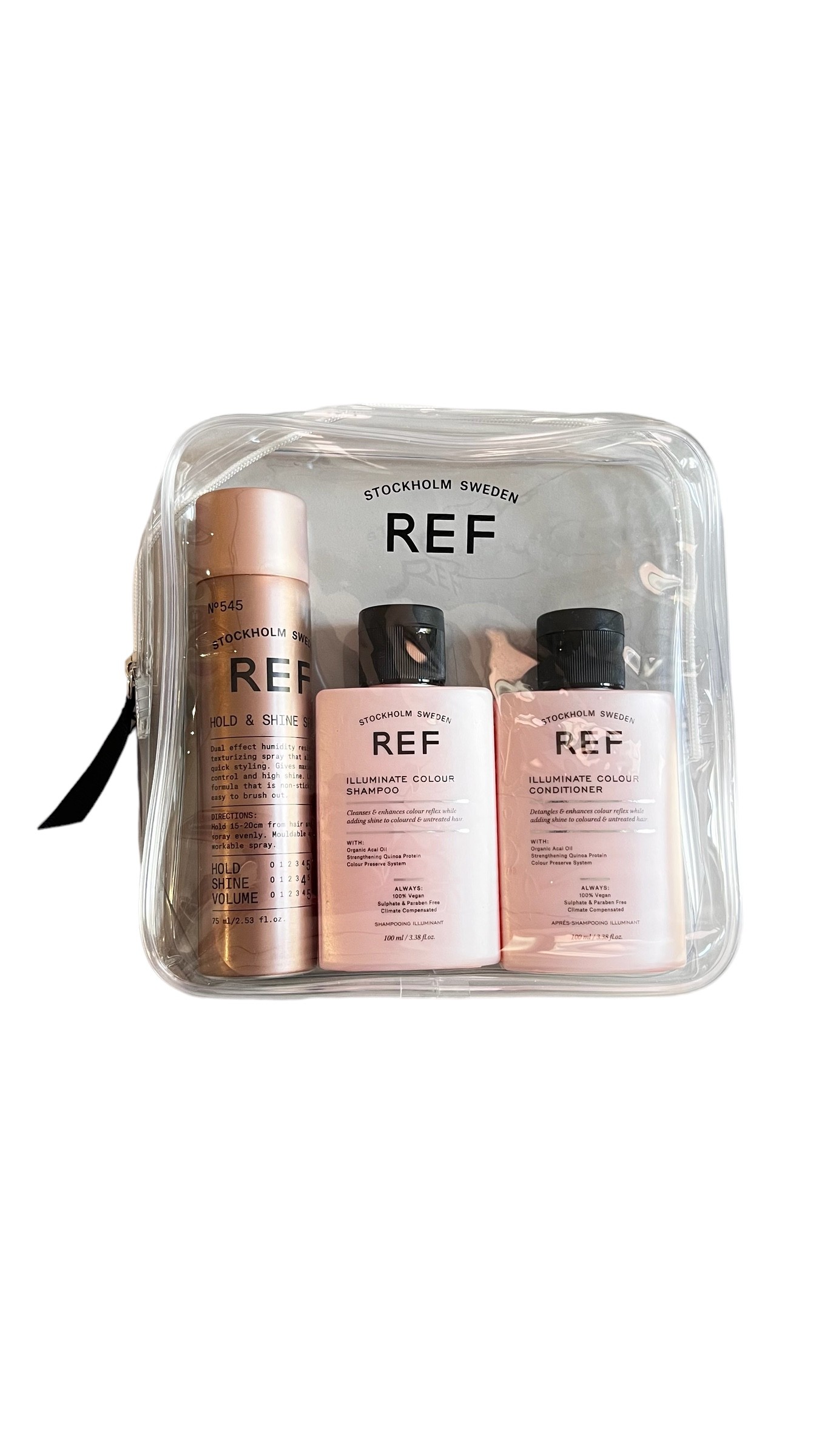 Набір дорожній для фарбованого волосся шампунь+кондиціонер+лак Travel Bag Colour+Hold & Shine REF 1 шт — фото №1