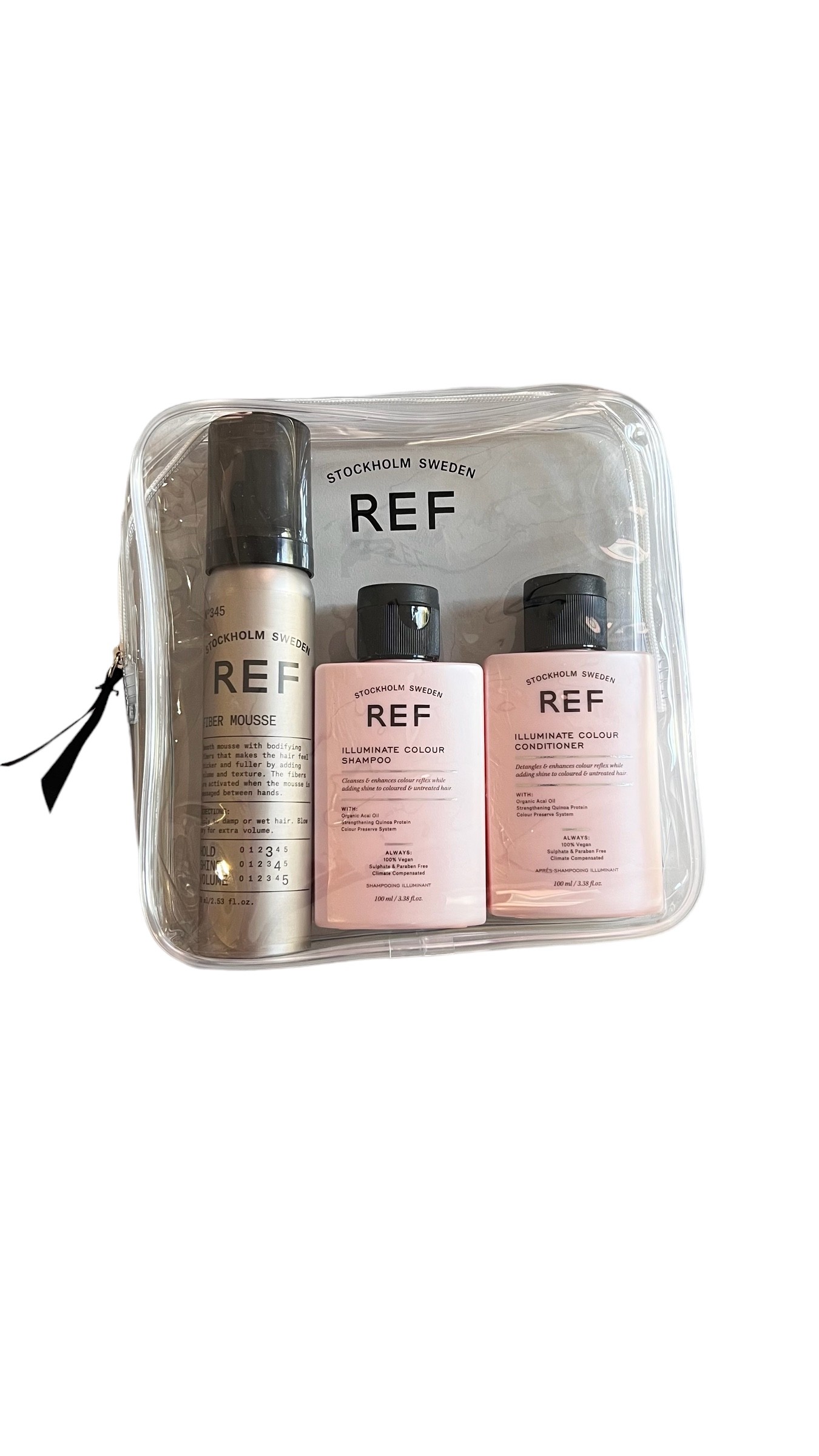 Набір дорожній для фарбованого волосся шампунь+кондиціонер+мус Travel Bag Colour+Mousse 75мл REF 1 шт — фото №1