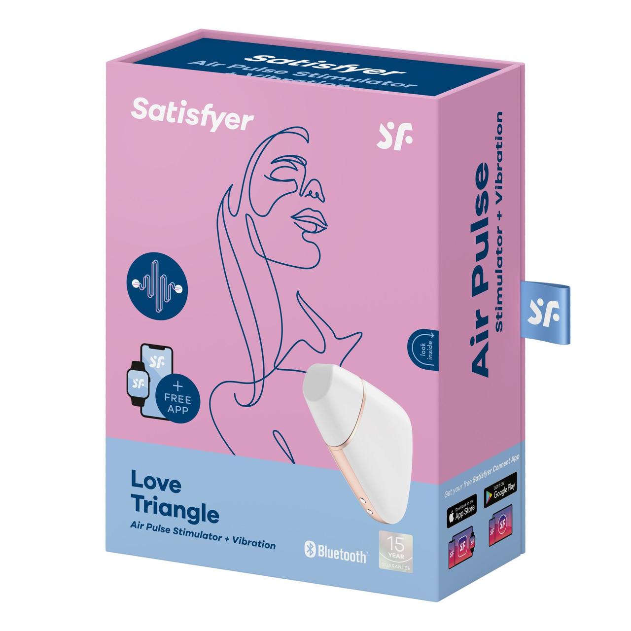 Вакуумний кліторальний стимулятор Satisfyer Love Triangle White з керуванням через інтернет (Німеччина) Інтимні товари 1 шт — фото №5