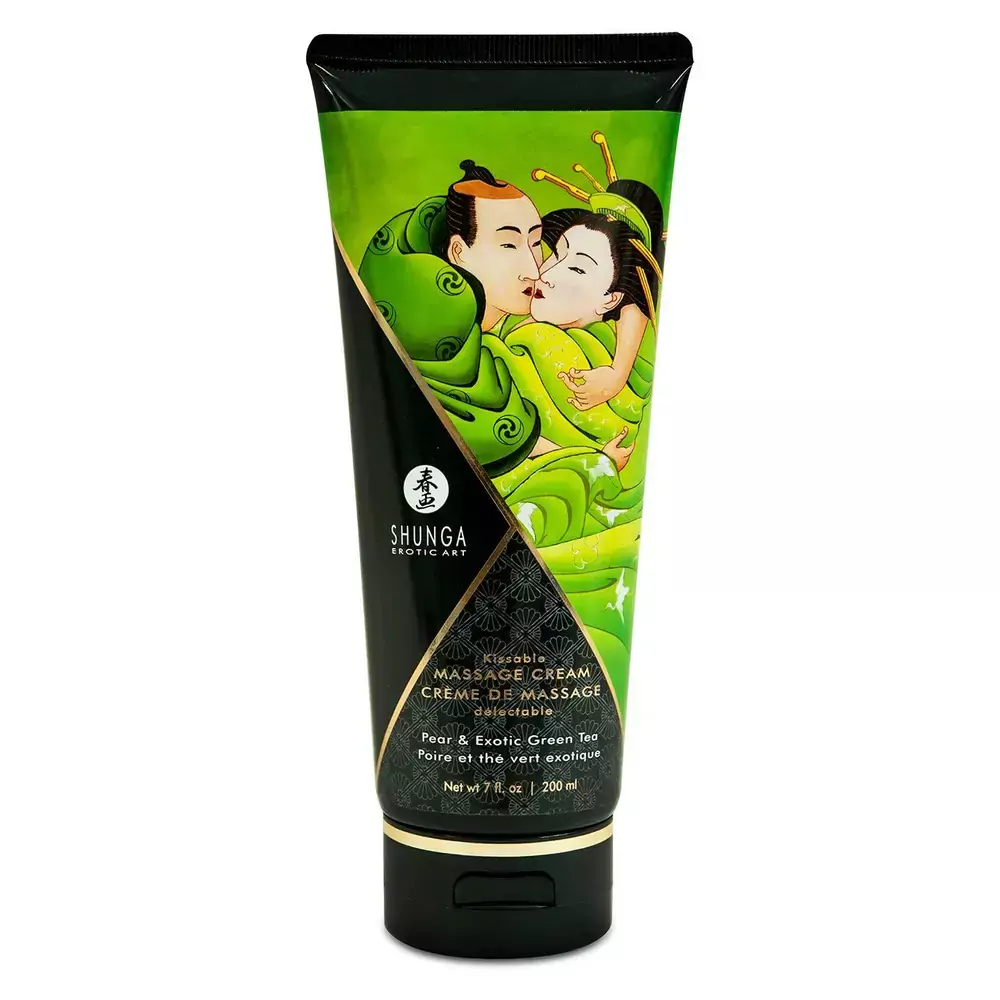 Їстівний масажний крем Shunga Kissable Massage Cream-Exotic Green Tea Інтимні товари 200 мл — фото №1