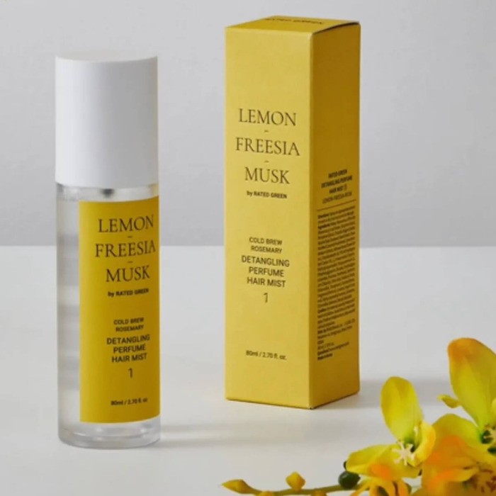 Мист парфюмированный для волос лимон-фрезия-мускус Detangling Perfume Hair Mist Lemon-Freesia-Musk Rated Green 80 мл — фото №2
