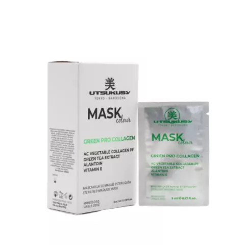 Маска антивікова, антиоксидантна, колагенова Mask Color Green Pro-collagen саше Utsukusy 5 мл — фото №1