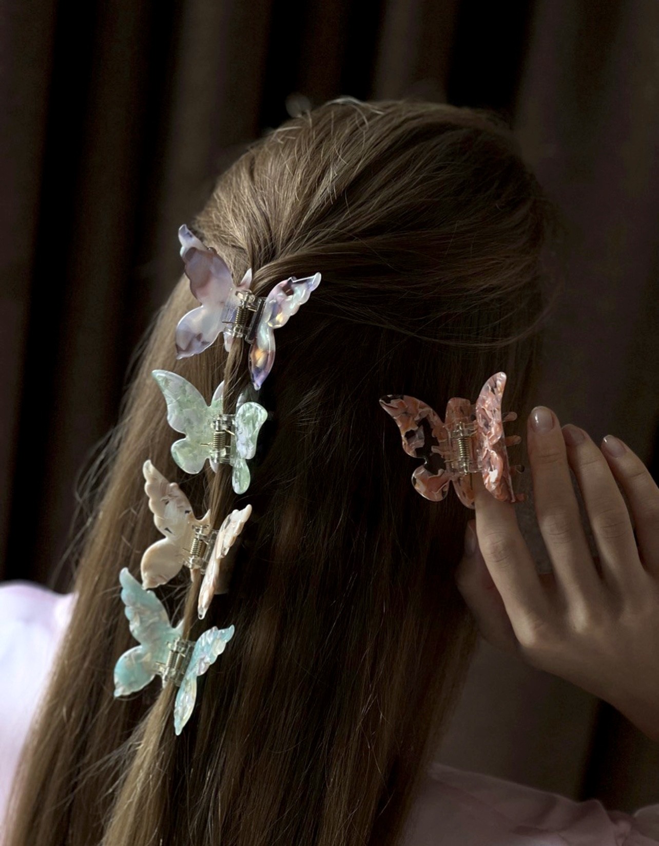 Заколка-краб для волосся Метелик мрамор Україна 1 шт — фото №2