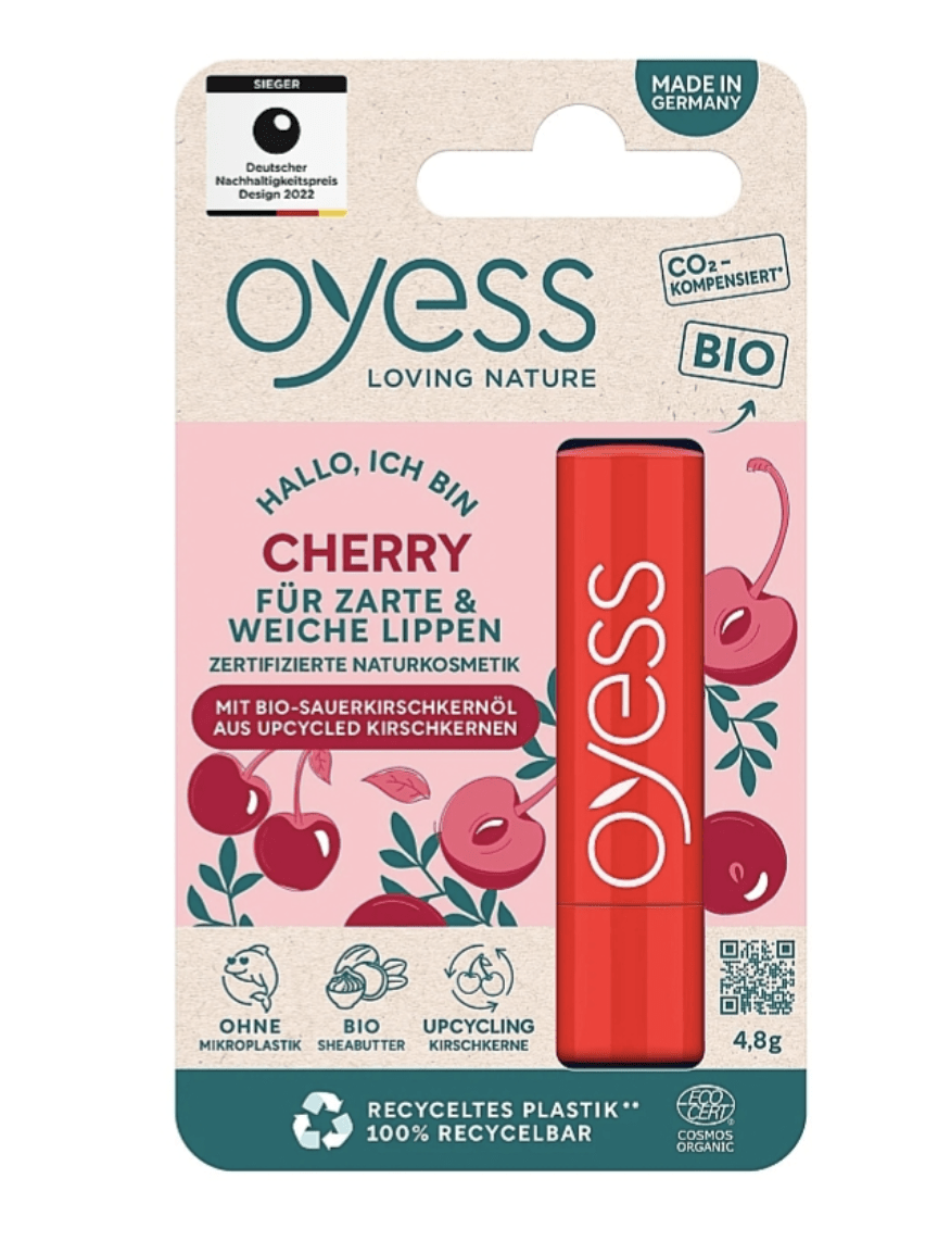 Органічна гігієнічна помада-бальзам для губ Oyess lip balm cherry, 4.8g — фото №1