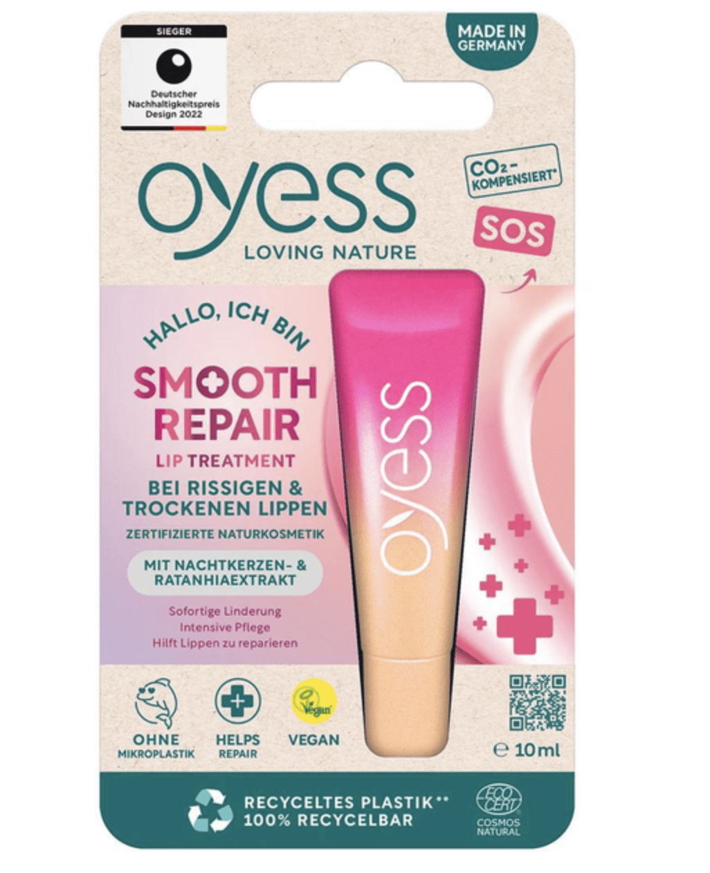 Органічний бальзам для губ Oyess Lip Treatment Smooth Repair, 10 мл — фото №1