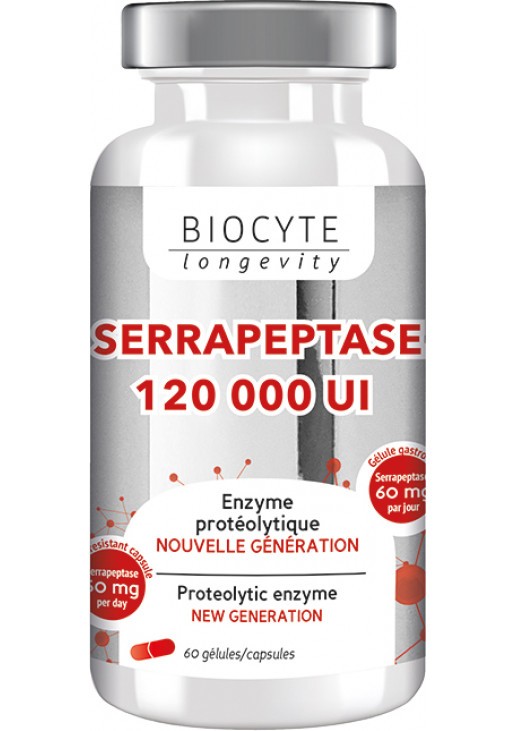 Дієтична добавка для зменшення запалення Serrapeptase Biocyte 60 шт — фото №1