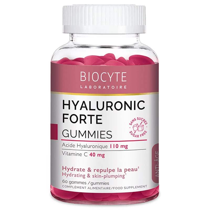 Дієтична добавка зволожує і зміцнює шкіру зсередини Hyaluronic Forte Gummies Biocyte 60 шт — фото №1