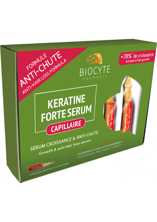 Диетическая добавка для борьбы с выпадением волос Keratine Forte Serum Anti-Chute Biocyte 5 шт — фото №1