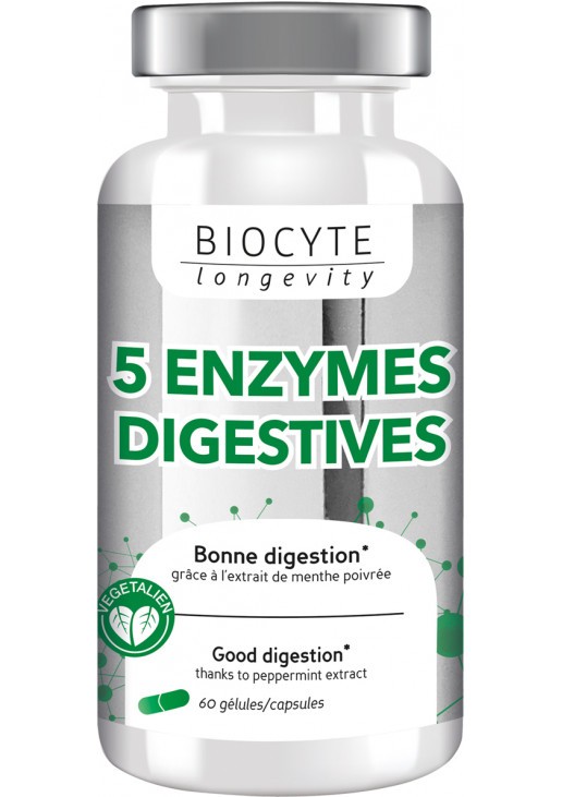 Дієтична добавка для поліпшення травлення 5 Enzymes Digestives Biocyte 60 шт — фото №1