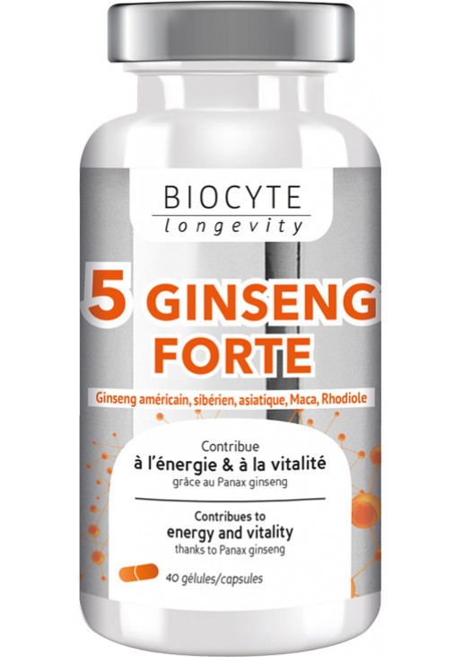 Дієтична добавка для підтримки нервової системи та пам’яті 5 Ginseng Forte Biocyte 40 шт — фото №1