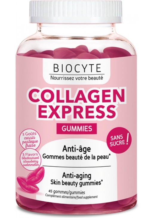 Дієтична добавка підтримує здоров’я та молодість шкіри Collagen Express Gummies (pot) Biocyte 45 шт — фото №1