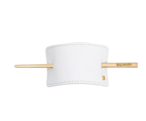 Заколка-затискач біла шкіряна Balmain Leather Hair Barrette White 1 шт — фото №1