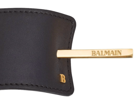 Заколка-затискач чорна шкіряна Balmain Leather Hair Barrette Black 1 шт — фото №2