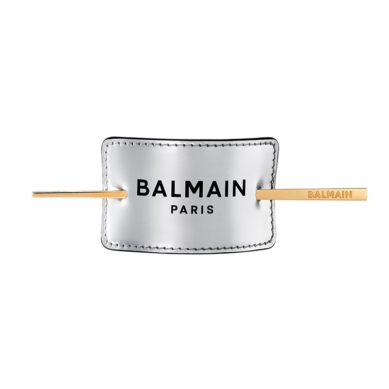 Заколка-зажим серебряная кожаная Balmain Hair Barrette Silver FW19 1 шт — фото №1