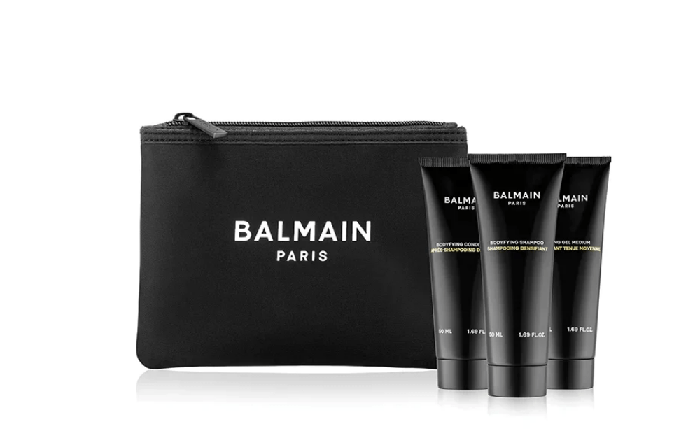 Косметичка мужская «Уход за волосами» Balmain Travel Size Gift Set 1 шт 50 мл + 50 мл + 50 мл + 1 шт — фото №1