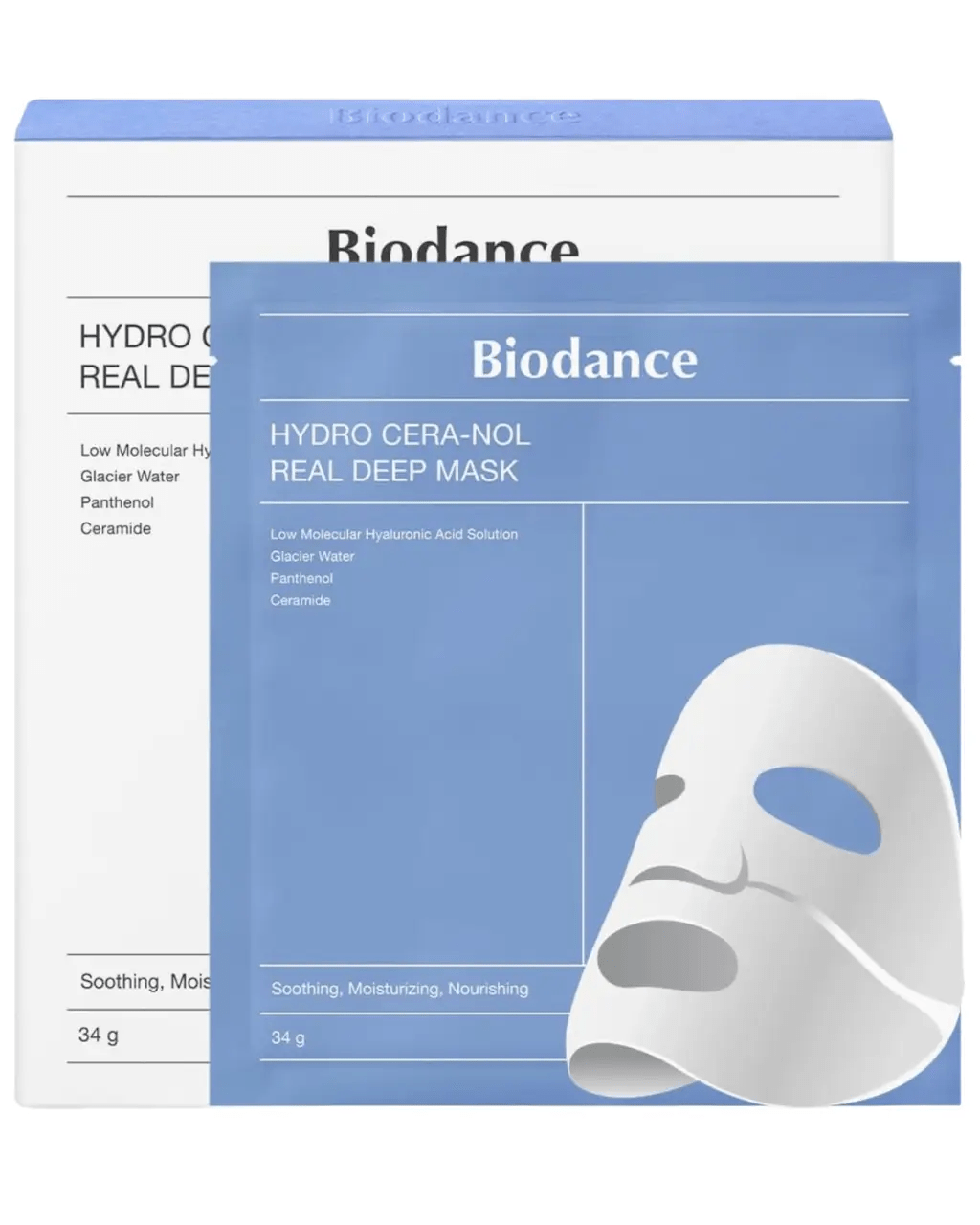 Нічна гідрогелева маска з керамідами та пантенолом Biodance Hydro Cera-Nol Real Deep Sheet Mask 34 г — фото №1